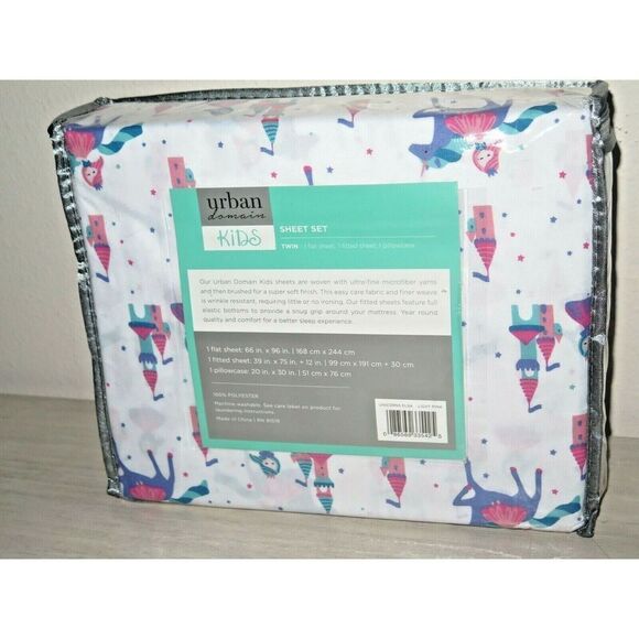 Urban Domain Kids 3 Pc Twin Sheet Set Unicorns Elsa Pink Purple White $60 - Picture 2 of 6